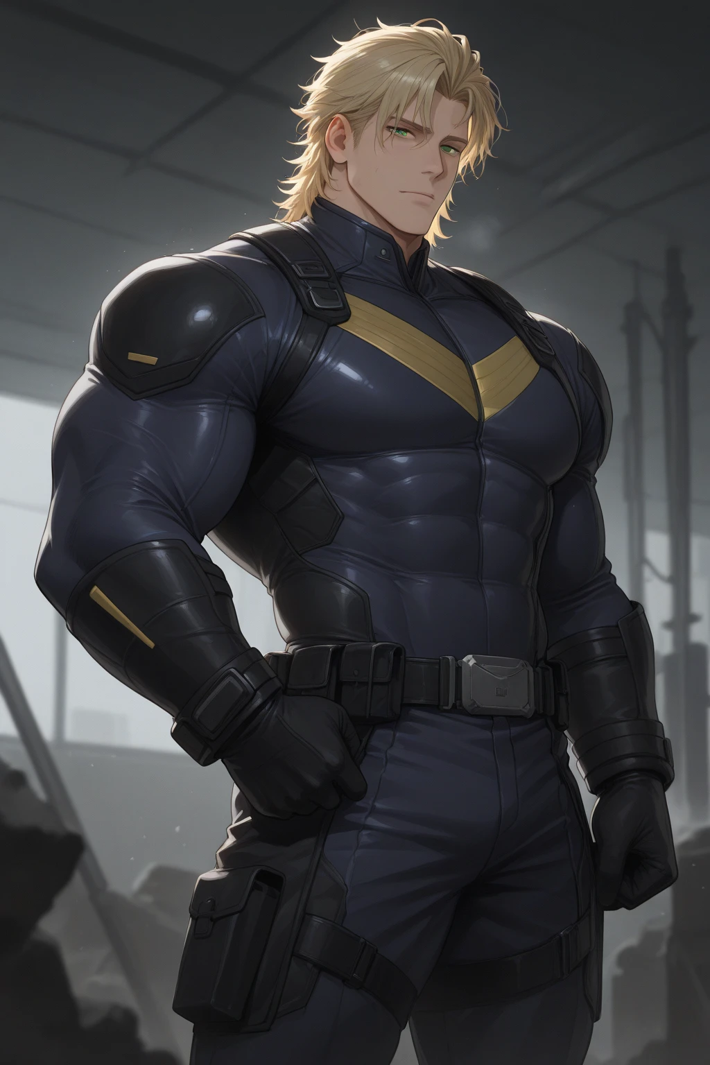 a photorealistic image of a muscular blonde handsome man from the future wearing transparent skintight turquoise and white space captain's uniform including a decorative jockstrap, dynamic pose