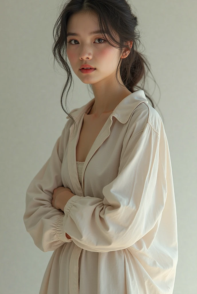 20 year old girl profiled Black hair In a robe

