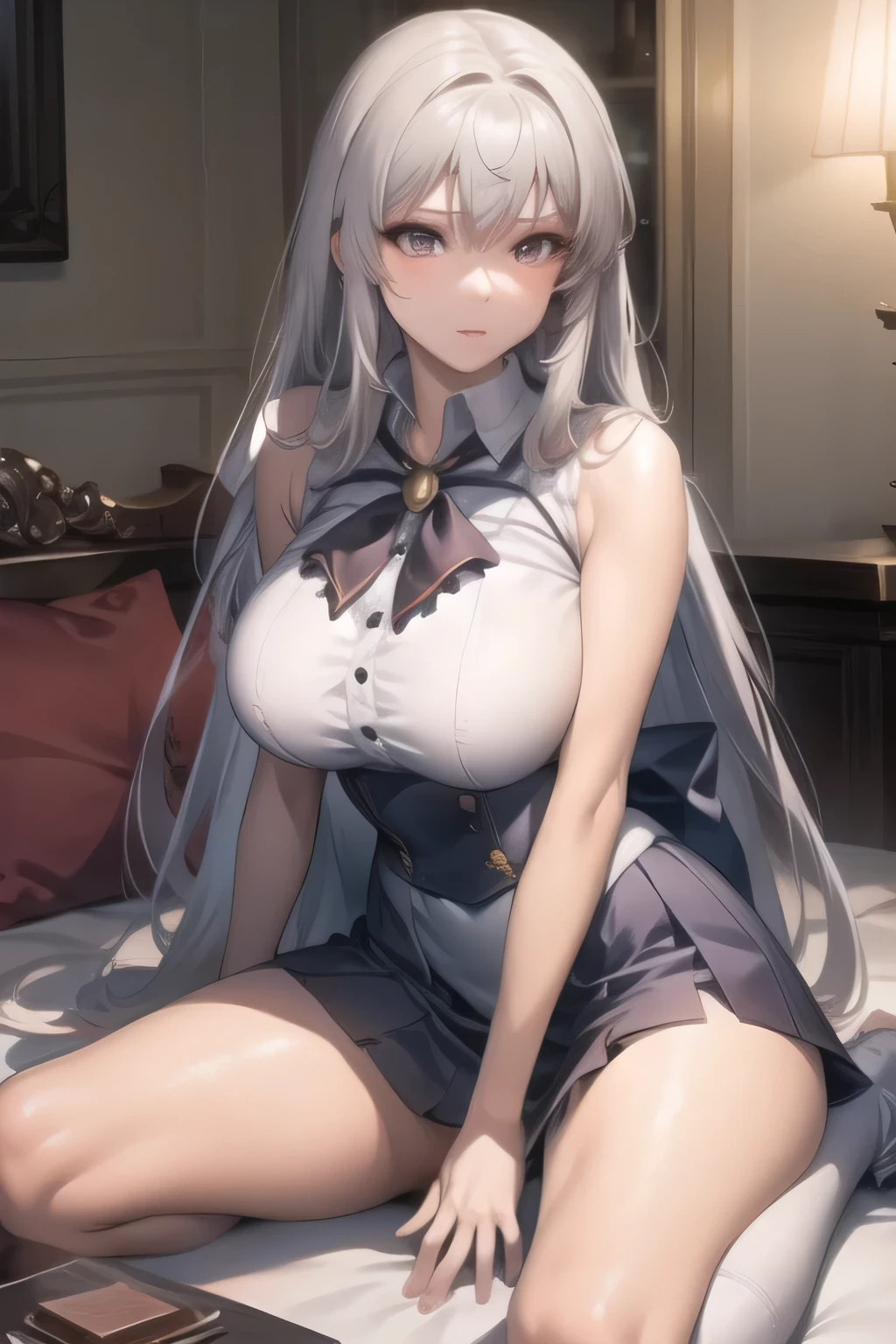 Loli Big Breasts White Silk uniform