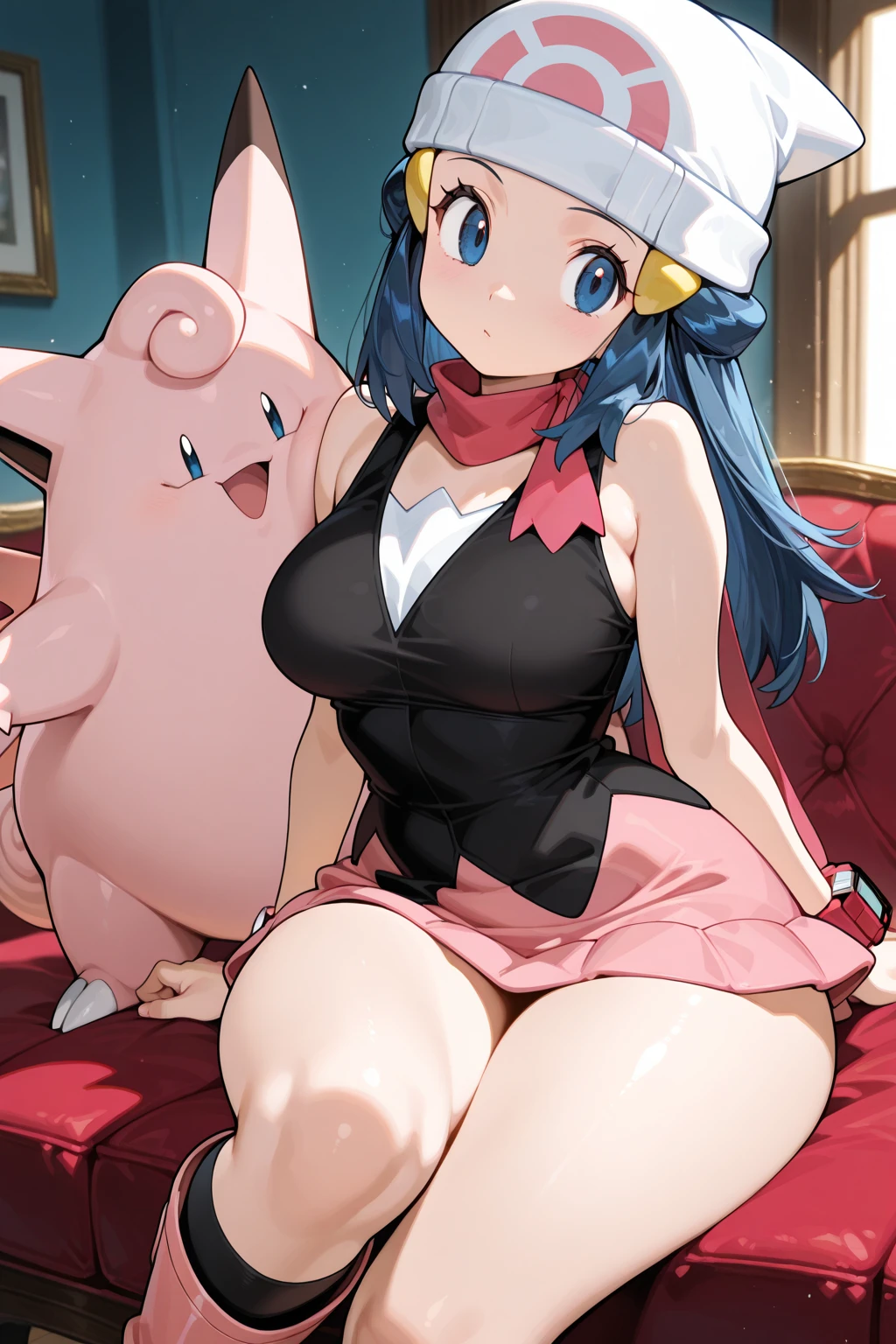 (Highest quality, 8K, masterpiece :1.3),スイレンMom(Pokémon),Pokémon,Voluptuous body, One woman,30 years old,Mom,,Leg spread,Plump,Take off your clothes