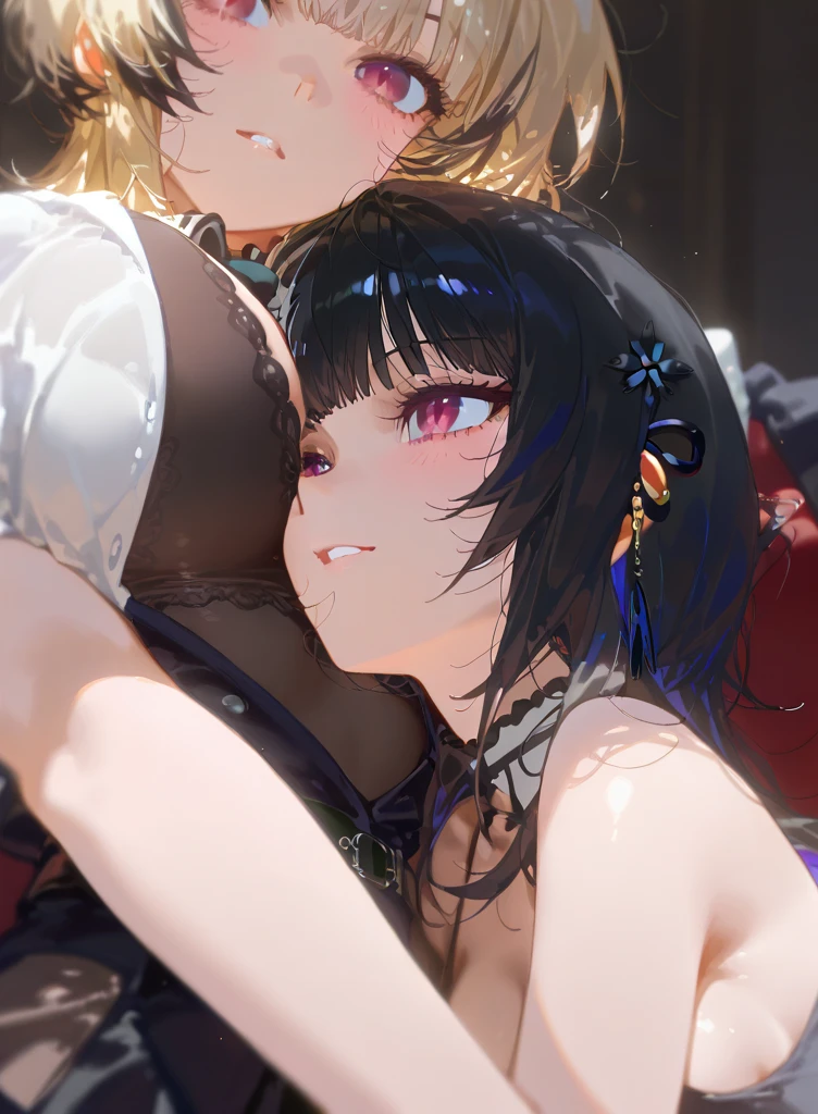 score_9, score_8_up, score_7_up, source_anime, source_cartoon,1boy, 2girls, mitake ran, aoba moca, bang dream!, NSFW, todder, Young girl, flat chest, small nipples, hetero, harem, fat man, small penis, cooperative fellatio, masterpiece, best quality, very aesthetic, absurdres, highly detailed,