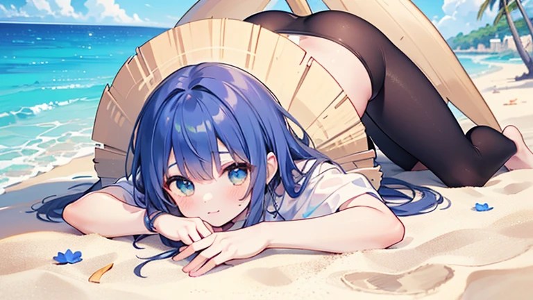 Ganyu, Genshin Impact, nude, Beach, posing, blue hair, naughty, solo, horny, spread ass, ass, wet pussy, blush, leaning, (Sex) , 1boy, 1girl, ((sex from behind)), penetration, vaginal, orgasm, ahegao