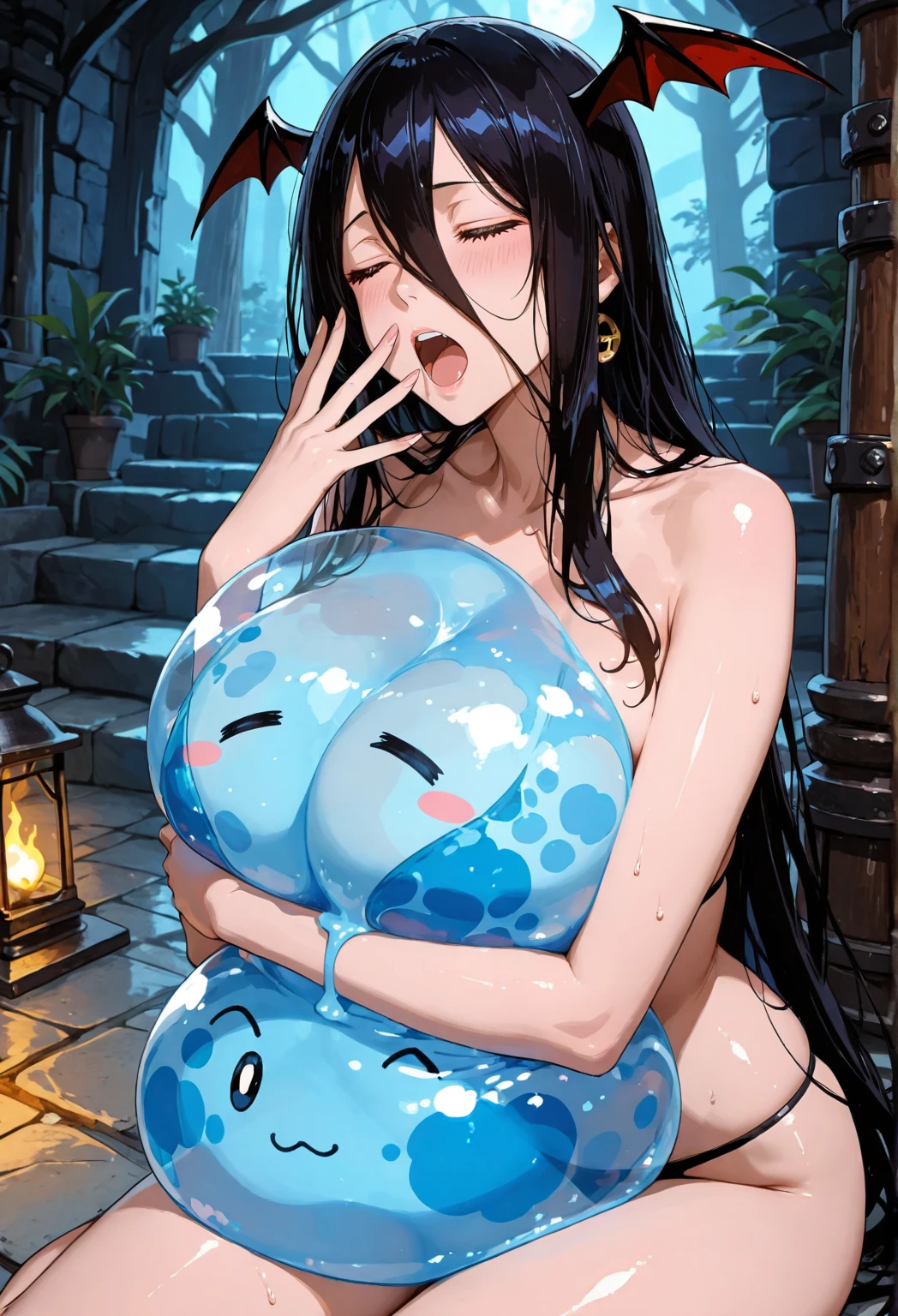 Pregnant women, breasts that are bigger than her , massive cleavage, breast milk flowing everywhere and all over her, sexy, naked, storing breast milk, connected to big vats, breast milk flowing out of her nipples, overweight, laying down, filling a container full of breast milk, leaking pipes full of breast milk, blue eyes, blue hair, cups full of breast milk, working machines, blood all over her, flooded rooms full of breast milk and blood, breast milk pouring out from the walls, thumbs up, giant pools of breast milk, cramped in between machines
