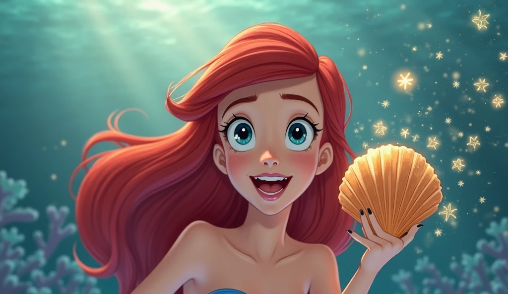 mermaid Ariel with a very surprised expression