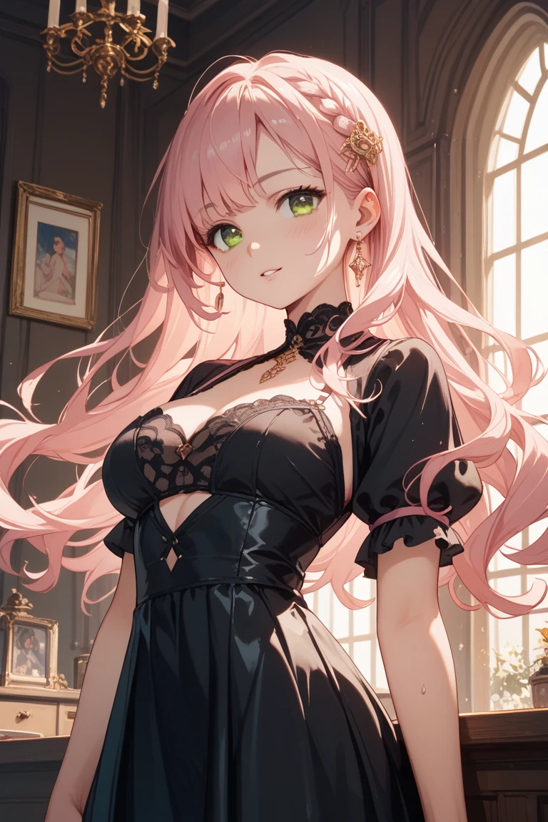 (Highest quality,4K,8k,High resolution,masterpiece:1.2),Very detailed,(Realistic,photoRealistic,photo-Realistic:1.37),Beautiful details,Beautiful lip detail,Girl with beautiful eyes, Anime girl in a cute dress, Cute anime wife in a nice dress, Trending on Pixiv ArtStation, Detailed digital anime art, Gwegs on pixiv artstation, Wear a dress , Gwegas Art Station pixiv, everyone, Beautiful Anime Girls, Cute Anime Girl, Smooth anime CG art, Anime Style, Vibrant colors, Soft lighting, Beautiful eyes drawn in detail, Beautiful cleavage