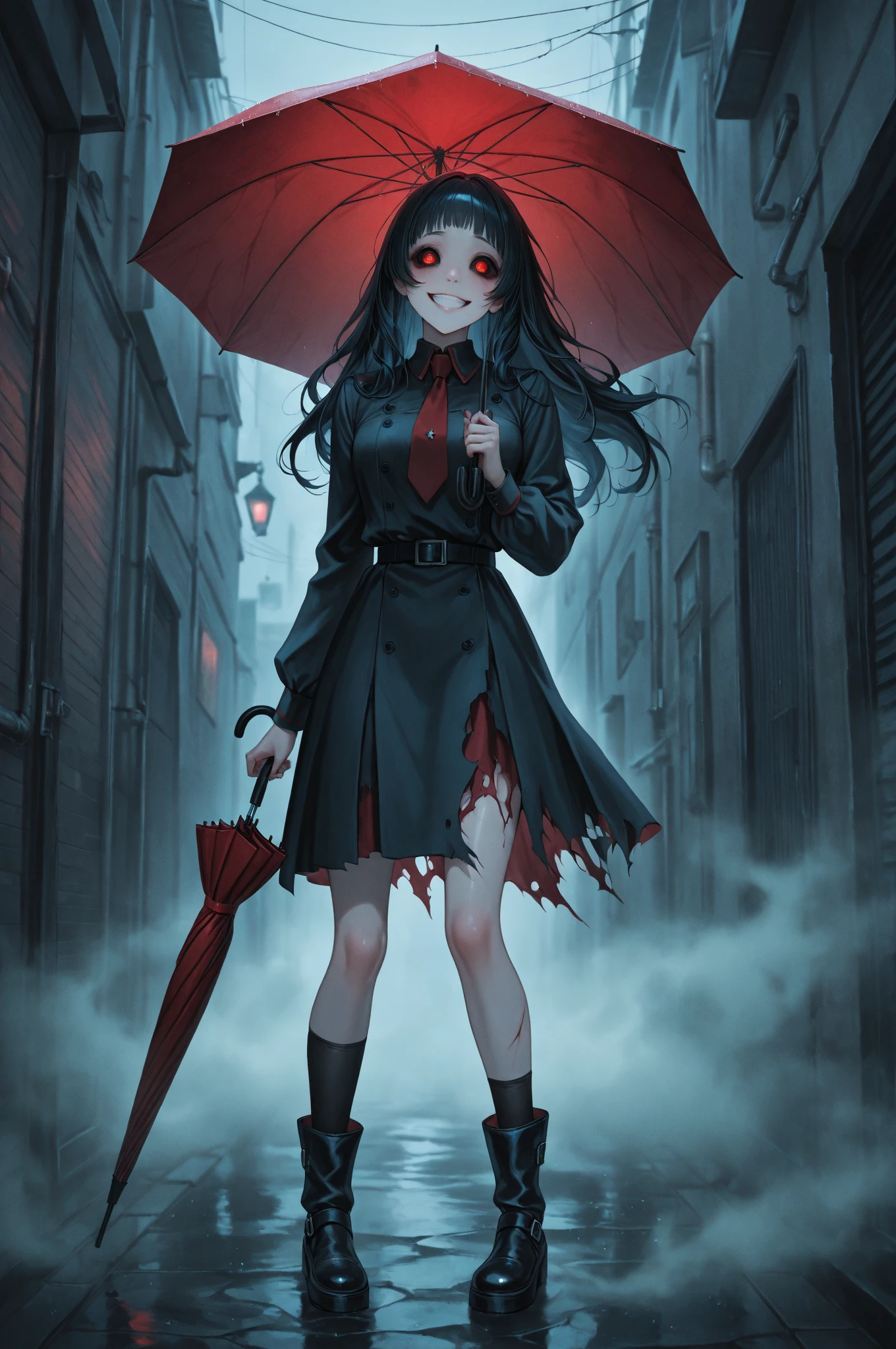 ((masterpiece, best quality, extremely detailed CG, unity 8k wallpaper,anatomically correct,ultra resolution)),Award-winning photography,(best illumination,Very Delicate and Beautiful),(one girl,solo,loli:1.5),(Vampire:1.45),silver hair,(twintails:1.2),glowing red eyes,(pale skin:1.45),(extremely beautiful and detailed face:1.2), (extremely beautiful and detailed eyes:1.2),perfect hands,delicate legs,((bat hair ornament)),(graceful,fashion),pointy ears,((Down Jackets:1.4,cotton trousers,nike sports shoes,black leather gloves,scarf)),looking at viewer,hand to own mouth,head tilt,(morbid smile:1.3),dark persona,evil,(cute:1.5),((night, dark atmosphere, dark theme, darkness:1.5)),dramatic shadows,(dimly lit:1.5),blood on face,blood on floor, blood on walls,(blood mist,blood splash:1.4),depth of field,(Bustling city:1.2,snow:1.3),cloudy sky,snowing,skyline,(perfect human body structure with maximum precision)