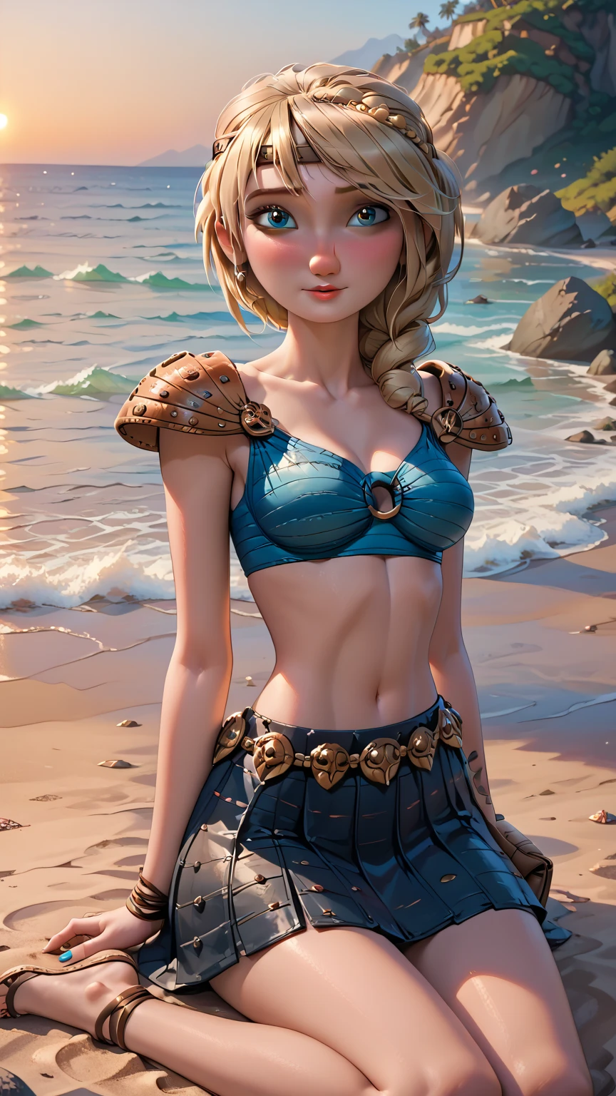 Elsa-Moana Fusion, Fusionando modelos, La ropa de Moana., derritiendo, 1 chica, hermoso, personaje, mujer, femenino, playa, (parte maestra:1.2), (mejor calidad:1.2), (Solo:1.2), ((pose de pelea)), ((campo de batalla)), cinematographic, ojos perfectos, piel perfecta, Perfect lighting, sonrisa, luz, cor, piel texturizada, detalle, Belleza, preguntarse, ultra detallado, cara perfecta