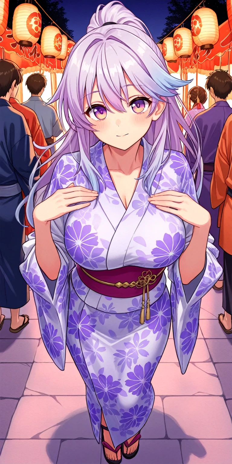 High resolution,masterpiece, Highest quality, smile , Con_Kanaho, smiling , (((nsfw))) , (((busty))), 1girl, sensual body, Her cheeks flushed, X, gangbang, 3boys, fellatio, oral seX, ((vaginal seX)), hand job, Gravure photography , seXy model, kimono, front open dress , seXy bikini model, purple bikini , micro bikini , pool, city