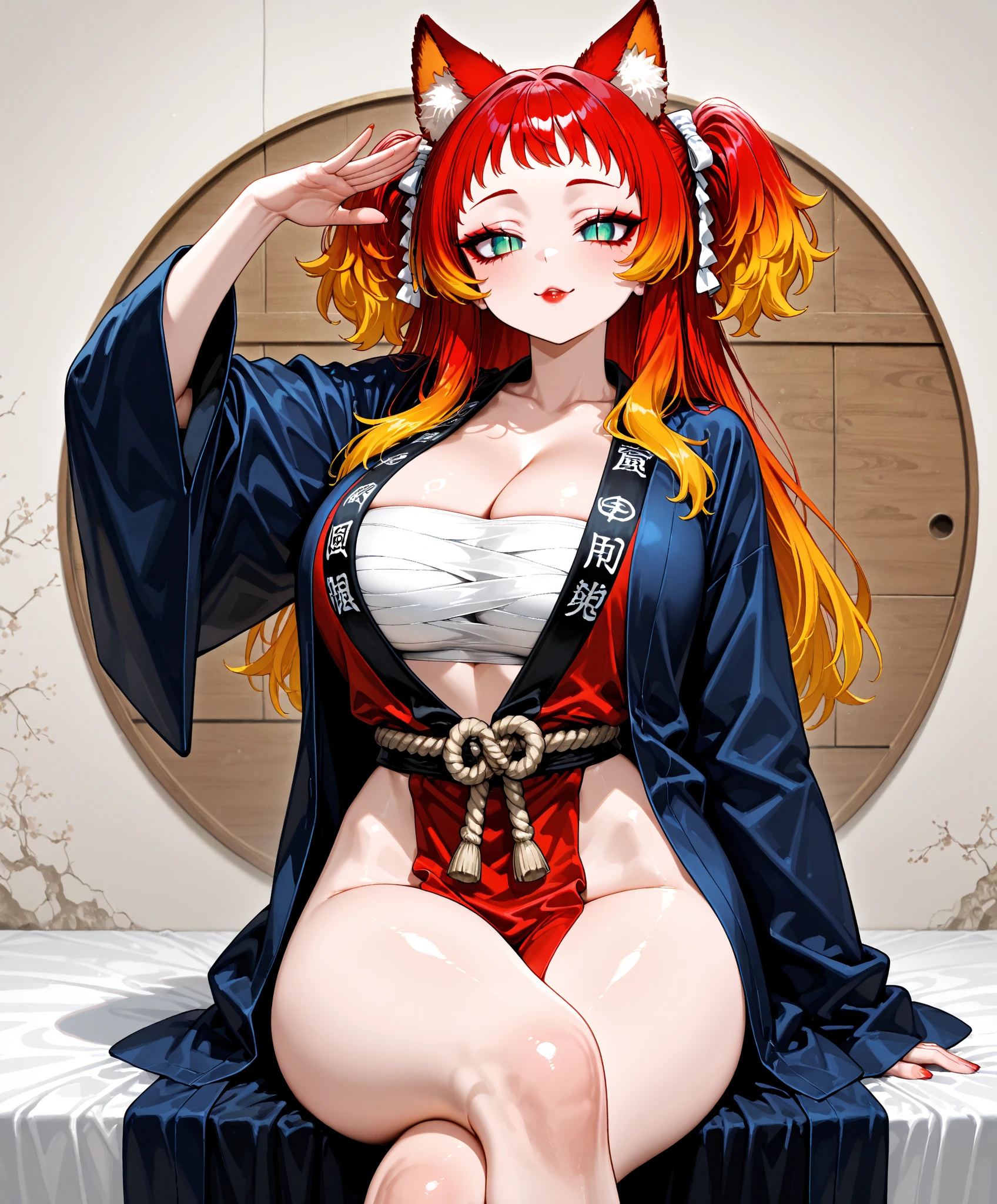 Vivid Kimono Big Breasts Red hair older sister whole body Sexy underwear Spread your legs Oiran