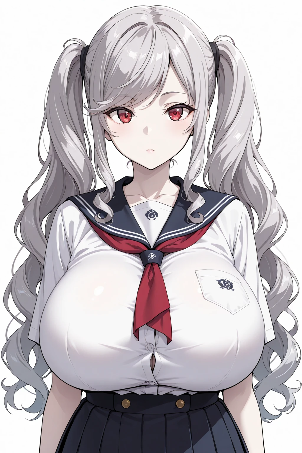 score_9, score_8_up, score_7_up, score_6_up, score_5_up, score_4_up, BREAK ,blunt bangs,Gray Hair,Yellow Eyes,ponytail,very big breasts,Sweaty,Overflowing breasts,empty eye,????? nipples,Shogun,stockings