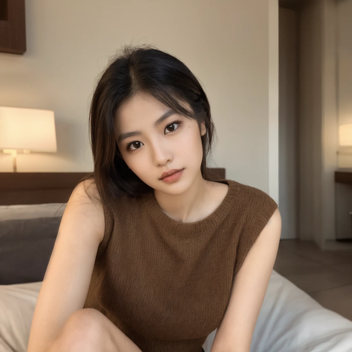 Dark brown hair、Light brown eyes、Japanese actress、 Lady、I am about 40 years old..、(Intricate details:1.2)、(Which one is on top??:1.4)、 (Ultra-high resolution:1.2)、Ultra-high resolution、(Finely tuned)、(Detailed facial features)、Hmph、8k resolution、C cup size breasts、Hair length、Resort hotel living room、Large sofa、Large windows、Extravagant space、relax、、,Full body photo、Head to toe shot、Lying on the sofa、Lying on the sofa、Beautiful legs、Put your head on the sofa、gray　Sweatshirt hoodie、V-neck、lingerie　Shorts、Beautiful legs、A refreshing room filled with sunlight、she, household items, sitting on the couch in the living room,Lean on、  (plant:0.8), Warm Light, fashionable, Extremely detailed, Very detailed, Realistic, Hourglass-shaped body, Obscene pose,、I feel weak、