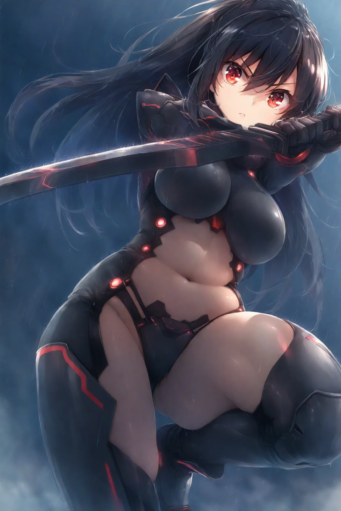 por Wlop, (work of art) (highest quallity:1.4), (More Detailed:1.3), absurderes, You go_sam, breasts big, thick-thighs, Complete Body Composition, realisitic,smiling, Stunning contrast, Bold composition, Evocative intrigue, work of art,best qualityer, beautiful and aesthetic, film composition, dynamic pose, (Rendered in ultra-high definition (ultra HD) 8k resolution:1.4), cru,
