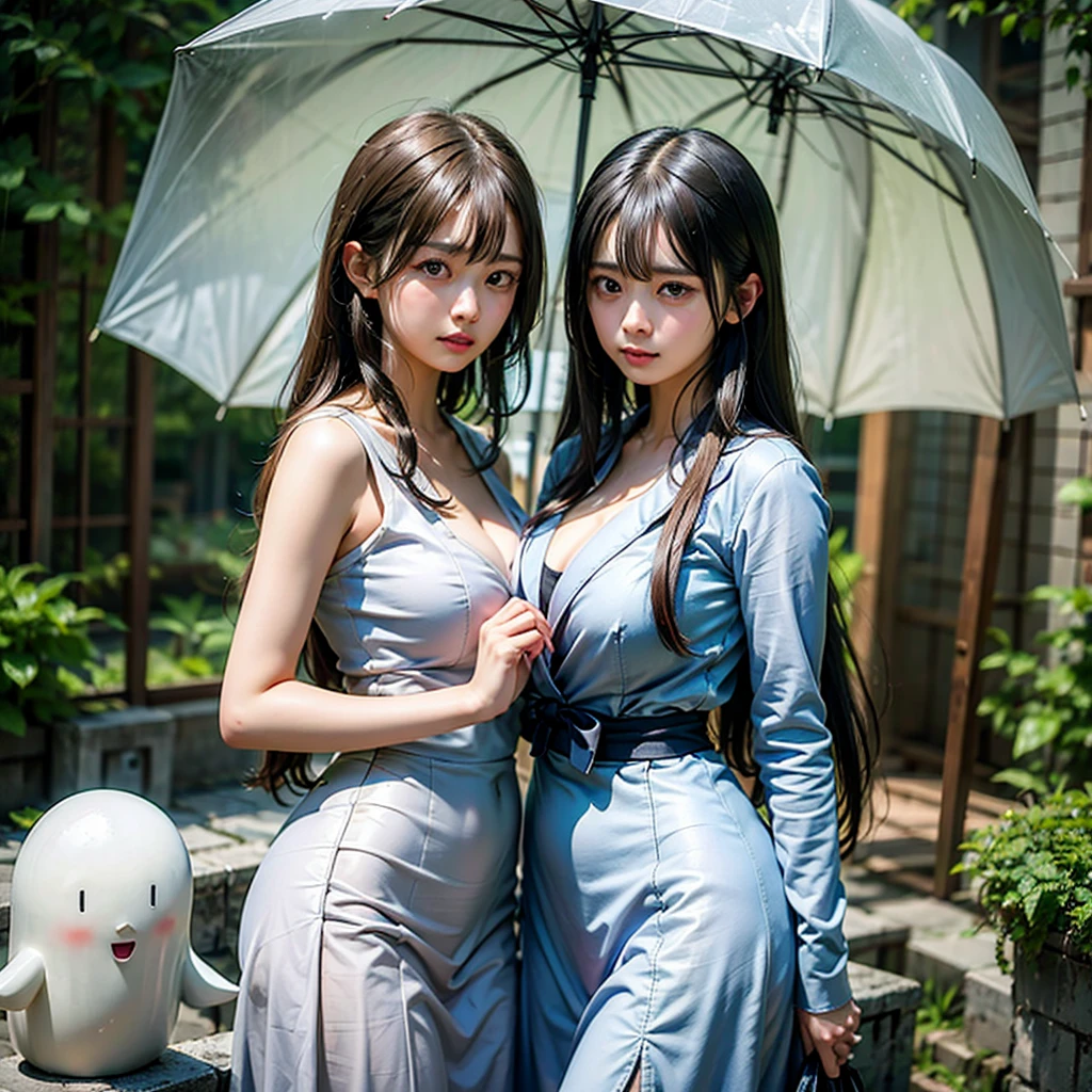 （Enrich the picture，Masterpiece level quality），Exquisite 8KCG artwork，Three goddess-like figures，sittinng on the river，Postural exercises，Slim and soft，Translucent skin，Green hair、The beauty of extra-long hair, Super Long Straight Hair，The skin is fair and juicy，Blue bikini miniskirt uniform，Perspective Part 1.2x enhanced silhouette effect，Exquisite transparent blues pattern in pajamas，The details are intricate and exquisite，The background is slightly blurred，Charming and lustful leg seduction，Drool，Extra-large big breasts，Blush，Korean goddess，Perfect body slim curves，Scene by the sea，Stand together，