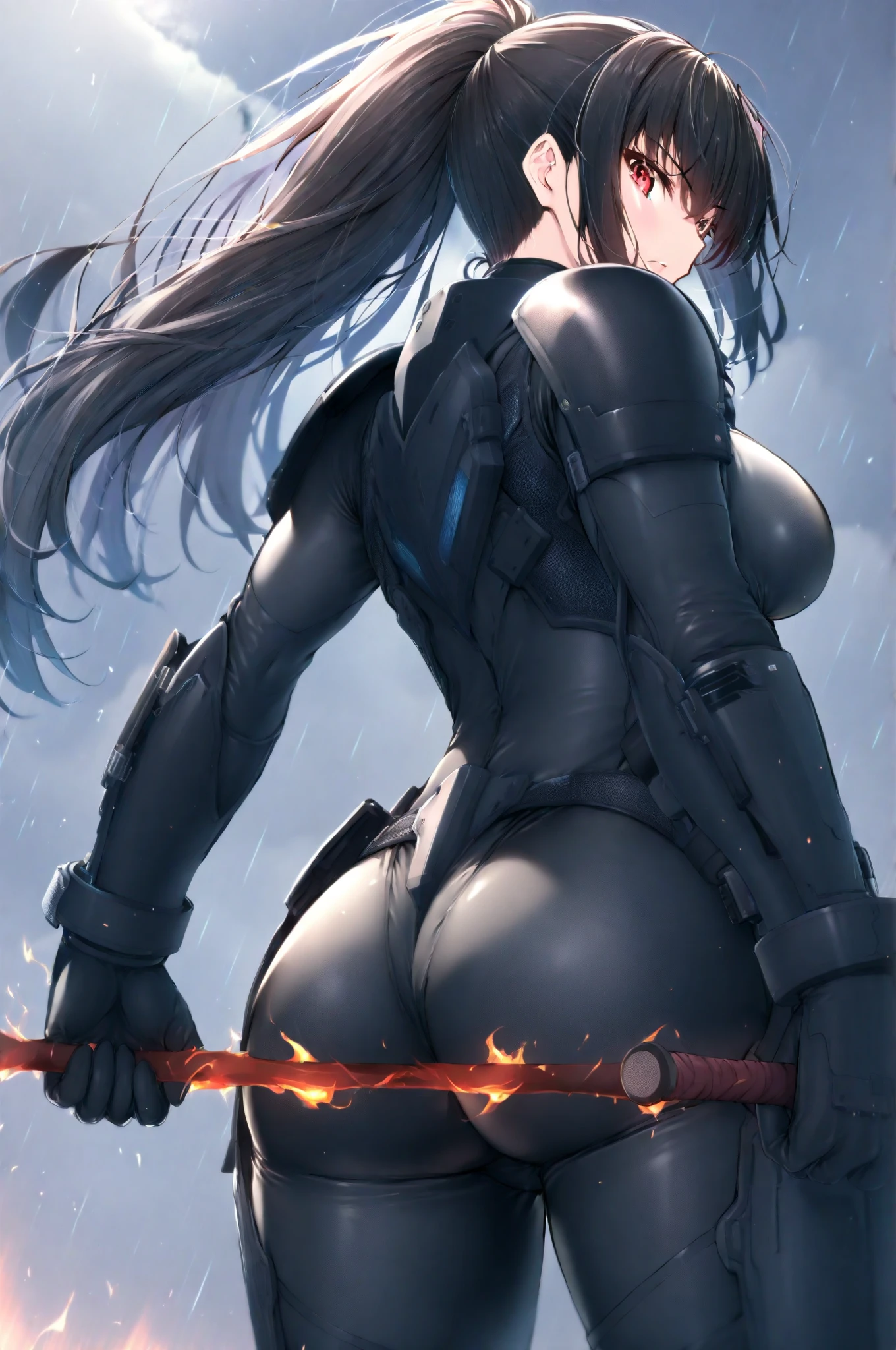 1woman, Mizuki_Shiranui, (MiSh-Taimanin-suit and high_leg:1.2), hair ribbon, (from behind, night sky:1.3), huge breast,
(masterpiece, high quality, best quality, 4k, 8K, 16K, highres, absurdres:1.2)  <lora:Mizuki_Shiranui_v1:0.7>