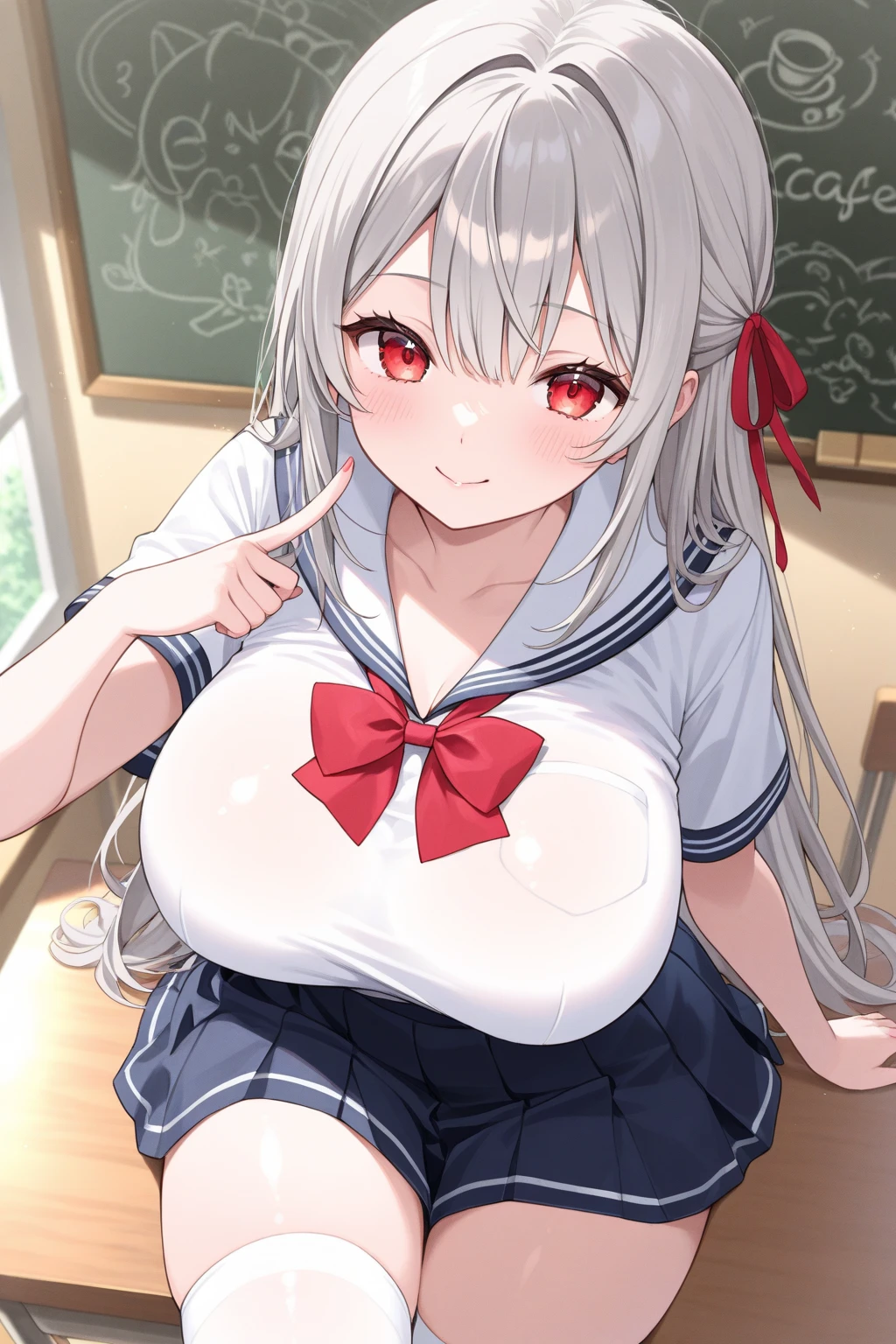(very big breasts:1.5),(High school girls),(Happy sick expression),(long hair),(sex from above),(covered in semen),(nsfw)