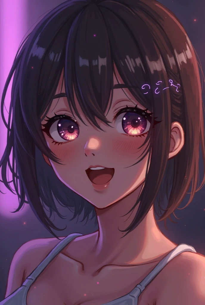 One cool guy、Black Hair、Brown eyes、Upper body 、Embarrassed look、Mouth open