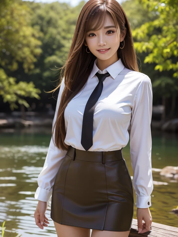 1girl, (8k, RAW photo, best quality, masterpiece:1.2), (realistic, photo-realistic:1.37), solo,ultra-detailed,pantyhose, long shot, beautiful background, realistic hands ,shirt,skirt, .