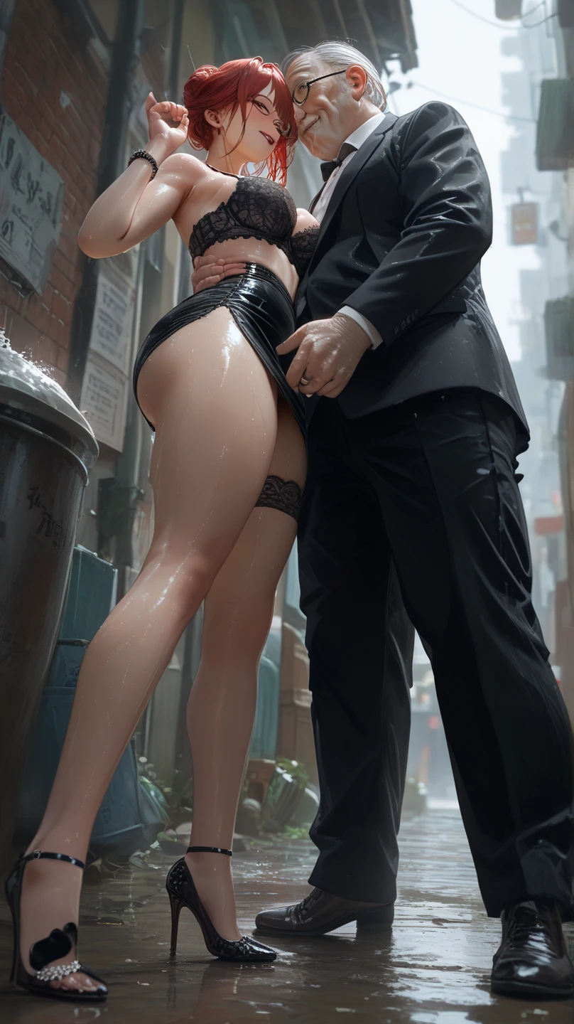 ((NSFW)),((((1 boy and 1girl are having sex)))),standing doggy, hug from behind、ass visible through thighs、on the train,from below,ass focus 18 year old beautiful woman, I'm half Russian and half Japanese、i have super white skin、(((Camisole-wearing)))、(((thong )))、small breasts、( messy brown short hair),she has very nice skinny legs, sexual climax, ,heavy breathing, make cheeks red,body is wet、shiny skin,((cum in the ass))、sexual excitement