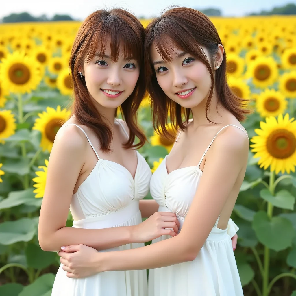 beautiful realistic woman in her twenties with freckles and skindetails in flower field during golden hour, skin with beautiful nostalgic mood and freckles with emotive face with wet skin and petals falling