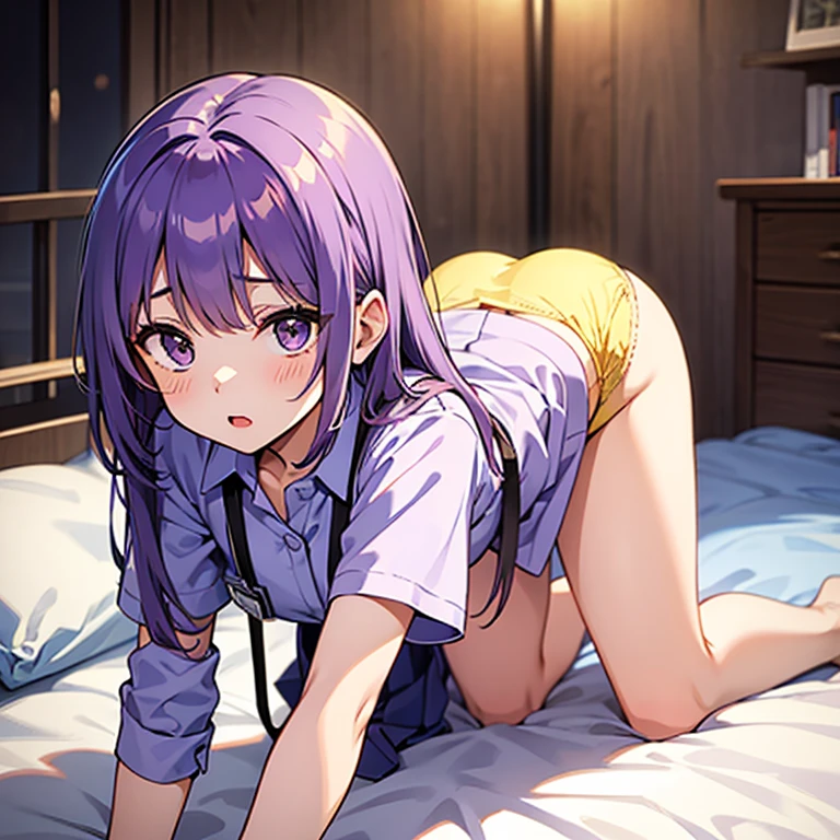 Thin magenta polo shirt No bra Lower body Japanese Very short Pubic hair No panties Beautiful breasts Embarrassment Shyness Trouble Beautiful breasts Lying in bed Sweat Spreading legs Restraint Caught Rope