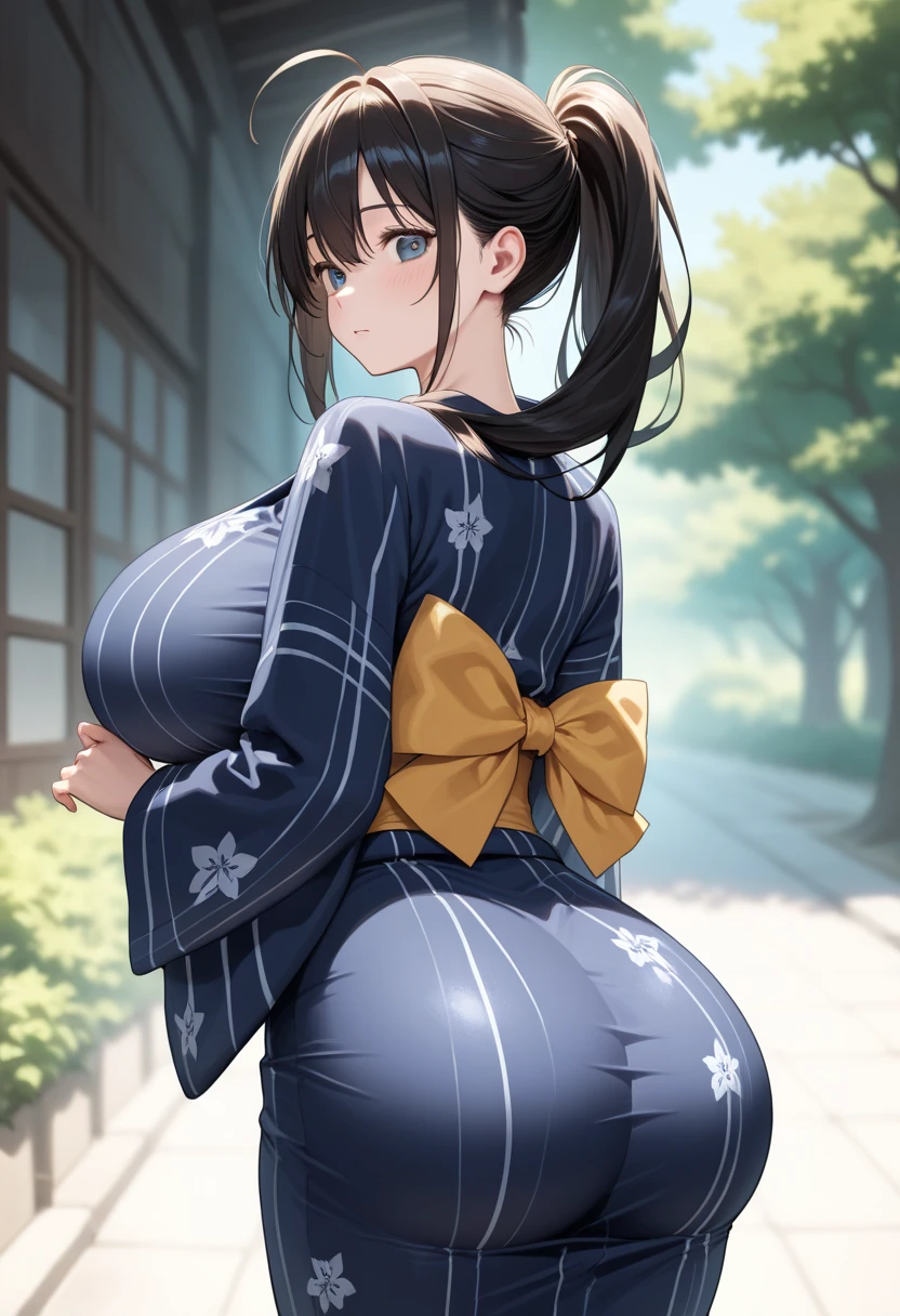 (8k, RAW photo, best quality, masterpiece:1.2),
1girl,solo,mature female,black hair,shiny hair, brown eyes,long hair, (huge breasts), ((japanese clothes, bare shoulders)),
outdoors,
 1boy, 1girl, (((vulgarity))), (cowgirl position), sit astride, (girl on top), (straddling), hetero, A lot of sweat splashes, the body is trembling violently,Intense orgasm moment,A moment of intense ecstasy, humid, nipples, ass pov, (sex), large penis, vaginal penis, pussy cum, pussy juice,  (spoken heart),