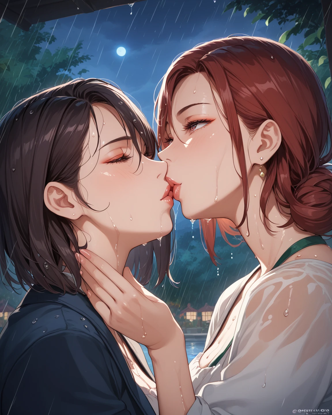 score_9, score_8_up, score_7_up, source_anime, 1boy, 1girl, mature female, mother and son, kid, hug, kissing, date night, romantic, slutty