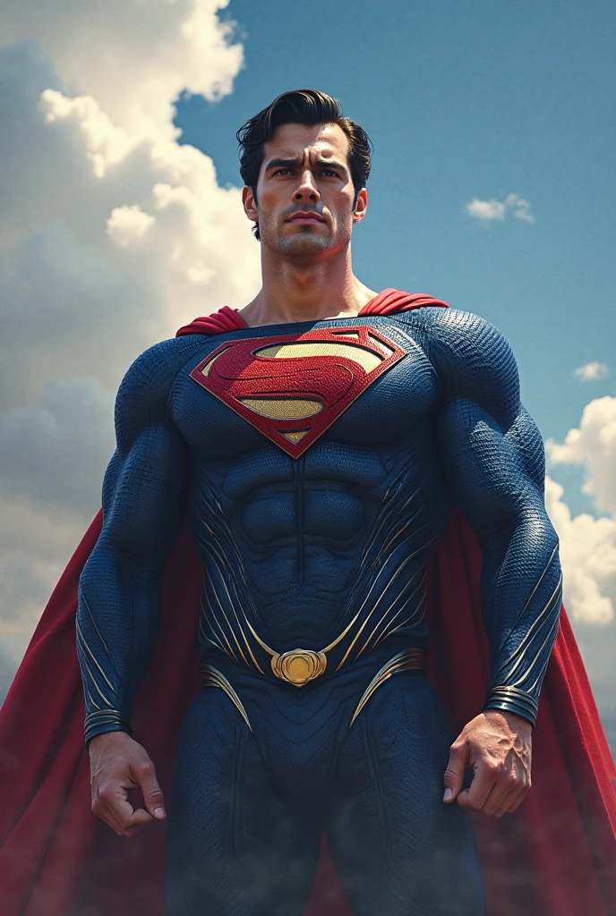 Henry cavill is superman , superhero, upper body, illustrator by Jorge Jimnez , colours, draw comic, 1boy, building destroyed
