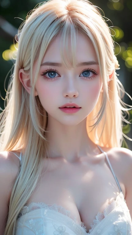 True Photo Quality、A beautiful girl、Extraordinary sexy beauty、Beautiful calm and bright expression、Sexy refreshing look、Long bangs that fall on a perfect beautiful cute face、Super long blonde straight silky hair、blonde on a beautiful face、Very cute beautiful sexy young little woman、Very perfect beautiful cute face、Beautiful bright sky blue eyes、Very big eyes、Hair above the eyes、片Hair above the eyes、Hair between the eyes、Very radiant white skin、Cheek gloss、Small Face Beauty、round face