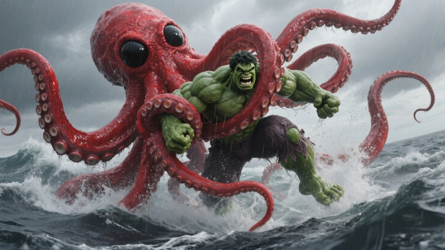 score_9, score_8_up, score_7_up, solo, male focus, muscle male, oversized orc, green skin, tusks, beard , full body , ashamed face , laying spread legs , (( black micro tight shorts )) , big ass , ((( tentacles bondage ))) , backside , back side , low-angle