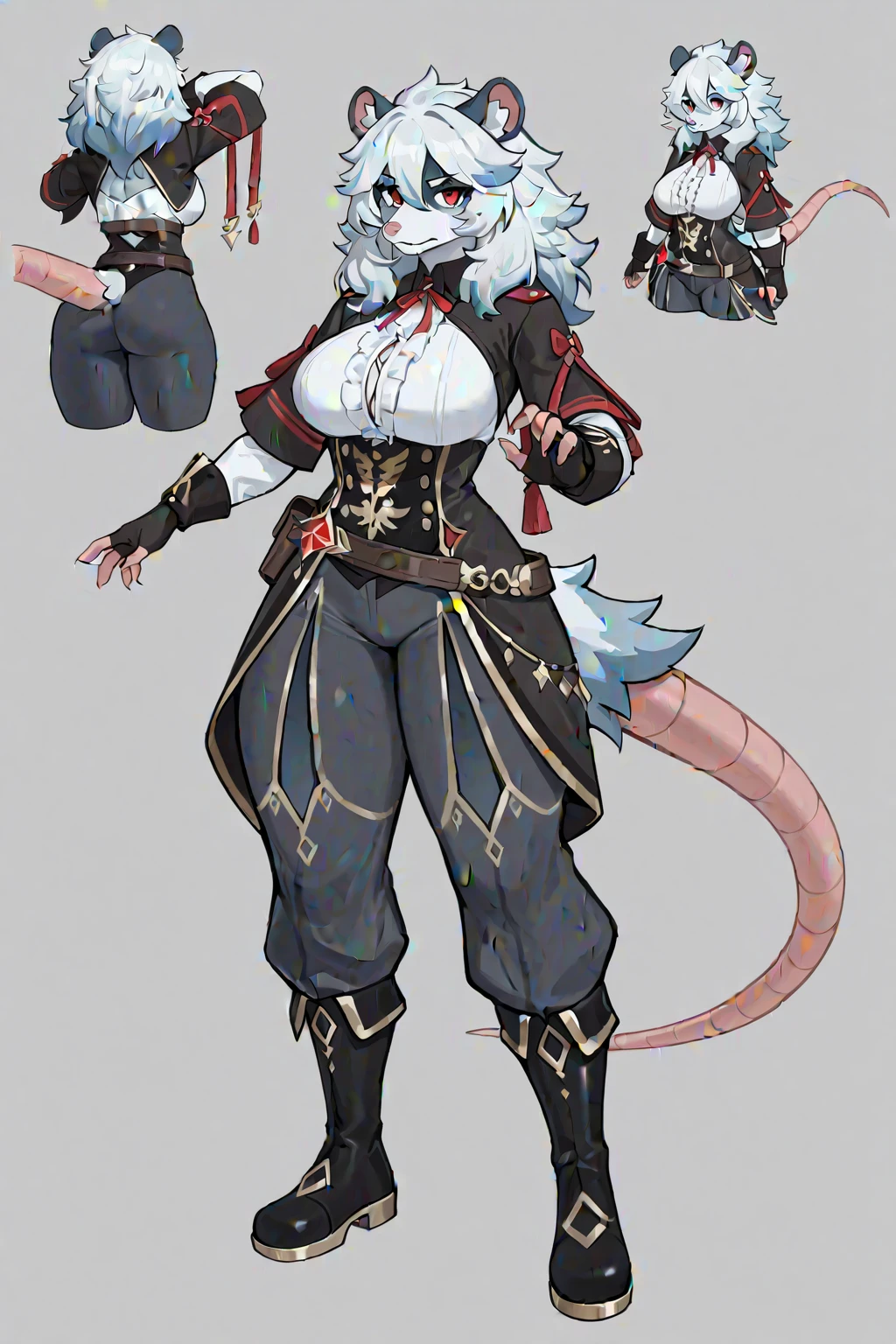 Busty female reptile,With shiny white scales and a long tail. Wearing a simple and sleek red mini bikini armor. . Brass knuckles on both hands,Posture straight,Full body portrait,Expression smile