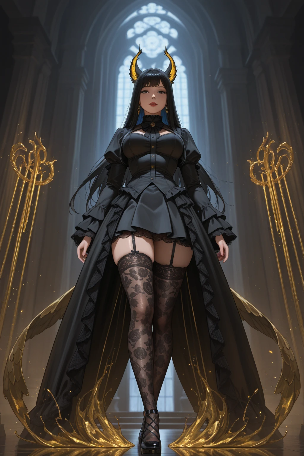 Idol uniform，There must be a lot of ornaments on the body，luxury goods，There must be only one person in the whole picture，The entire leg must be displayed in its entirety, And must wear extra-long gloves，Stockings are mandatory，High heels must be worn，Must be a full-body image，anatomy correct，（realisticlying，tmasterpiece，The best quality，hyper HD，The is very detailed，cinmatic lighting），（delicated face，best qualtiy，very detailed eyes and faces，stunningly beautiful）