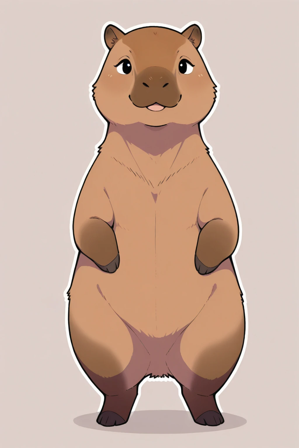By Burgerkiss, ((Masterpiece, best quality, dot eyes,)), 1girl, short height, good anatomy, dot eyes, toy teddy bear head, teddy bear, brown body color, medium breast, big thighs, naked, arms behind head, simple background