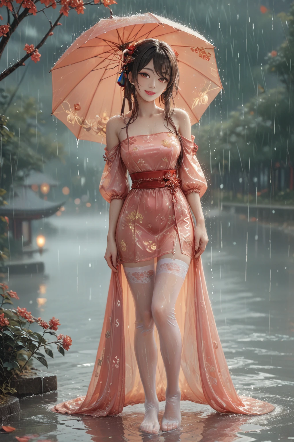 ((Top Quality, 16k, Masterpiece: 1.3)), Ayami Shiina, 28-year-old Asian woman, Beautiful woman with perfect figure: 1.3, (((Brown hair)), ((Beautiful breasts: 1.3)), (Shower, cloudy water)), (Transparent underwear and bristles)))), (Bathroom)), ((Pause)), ((Sensual)), ((Squatting, spread your legs)), (Drenched breasts)), (Drenched body)))), (( (soaked pubic hair))), transparent underwear that bites, streaks, hair that covers the beautiful pubic area