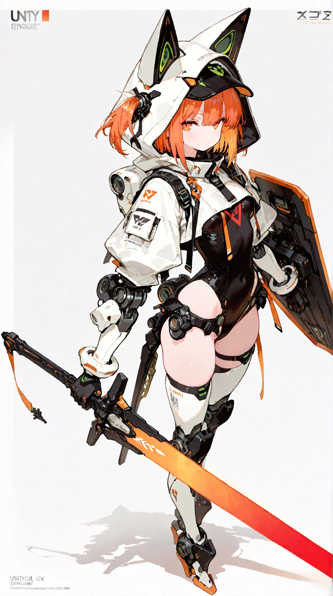 Red-haired girl, green eyes, pigtails, a wreath of horns on her head, a techno barbarian, a huge techno cannon in her hands, a huntress, bones on her body, insect plates, chitin, fur, small bones, light bones and red fur on her shoulders, dark leather stockings made of strips of cut leather on her legs, ropes and light bones on her body, thin panties, a small bra made of bones, bright red hair, Decorations made of horns, fur - a cannon. instead of panties, a rope, instead of a bra, bones and chitin, fur shoulder pads and with chitin, a tail of hair on the back of the head looks up, a short haircut, a high-tech cyberpunk gun, the girl has green eyes, a playful look, a good-natured smile, a neat nose, tight panties, tight thongs, mini underwear, leaky underwear, torn fabrics, a lot of torn fabrics, a lot of holes in fabrics, a gun with a monster's head, The barrel of the cannon in the form of a monster bursts out of its mouth flames. The girl has short hair, a ponytail at the back is short and looks up, fur shoulder pads, a jacket on the shoulders, a torn bra, the pubis is open, diagonal straps all over the body, powerful energy breaks out of the open barrel of the cannon, on the stomach there is a bird's skull, on the edges of the stockings vertebrae, Close-up of a woman with a sword and armor, Full Body Concept, Detailed Whole Body Concept, Mechanized Valkyrie Girl, Cushart Krenz Kay Art Female, Beautiful Cyborg Girl Pinup, Character Design Contest Winner, Holy Cyborg Necromancer, Cute Cyborg Girl, Mecha Woman, Girl in Mecha Cyber Armor, Cyborg Merchant Girl