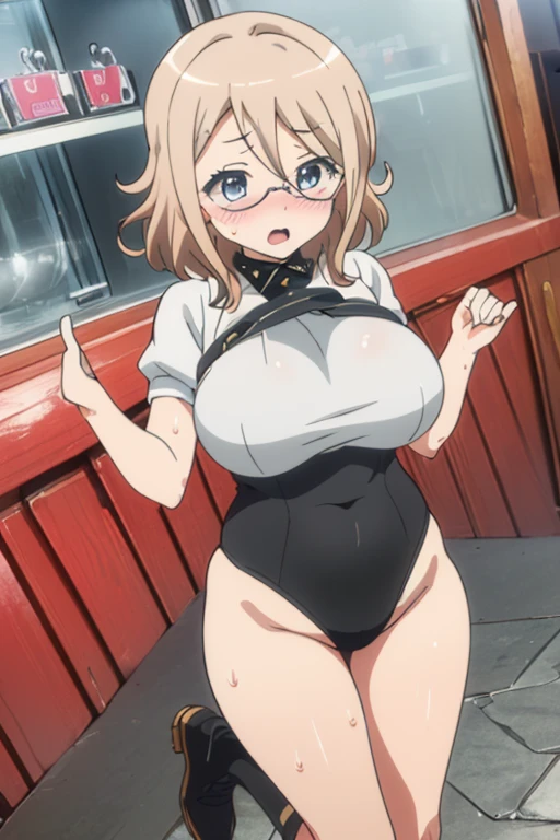mature_lady,masterpiece, best quality, very aesthetic, absurdres, 1girl, mature_lady,brown_coat,black_bra,lace_bra, black_panties,standing,full_body,opening her coat and display her underwears,in subway,in crowd,shushing, silence gesture,wink,one eye closed, smile, grin,finger_to_mouth,,barbara_(genshin_impact), genshin_impact, 1girl, blonde_hair, blue_eyes, drill_hair, hair_between_eyes, long_hair, twin_drills, twintails,,