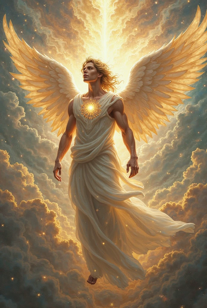 Create a handsome golden male angel

