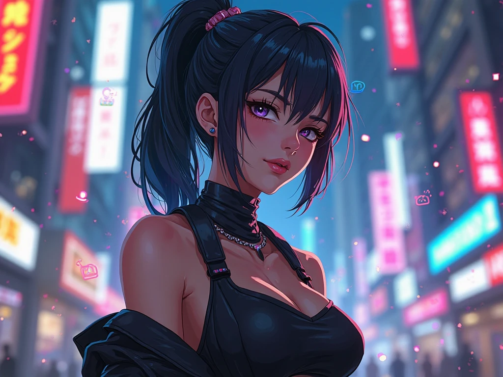 (Top quality),8K,(Masterpiece:1.3),(1 girl:1.3),perfect figure beautiful woman:1.4, (Layered Hair Style, big tit:1.4), ((view the viewer)), (Big smile:1.2),Realistic,high resolution,Highly detailed face and skin texture, Realistic faces, Original photo, ((Beautiful faces:1.5)) ,Pretty Korean girl, Kpop idol,Perfect body proportions,Whitens skin, Shiny skin, ((narrow waist:1.2)), (small ass), (very slim slim well-muscled body:1.24), ((Ultra-detailed face)),The attention to detail,Double eyelids,Eyeshadow strengthening,Eye of detail,Professional lighting,Cinematic lighting, (Focus sharp), ((((cyberpunk style)))), ((dark, Brightly colored clothing)),((Brightly colored cropped tank top ,Short mini skirt)), ((Lively,Active,vivaciousness)), ((Panties)), ((Exposing thighs)), (Erotic:1.3), (((Short skirt that wraps around the hips))),((((runner)) on the street with dark sunset:1.4)) sultry look, seductive