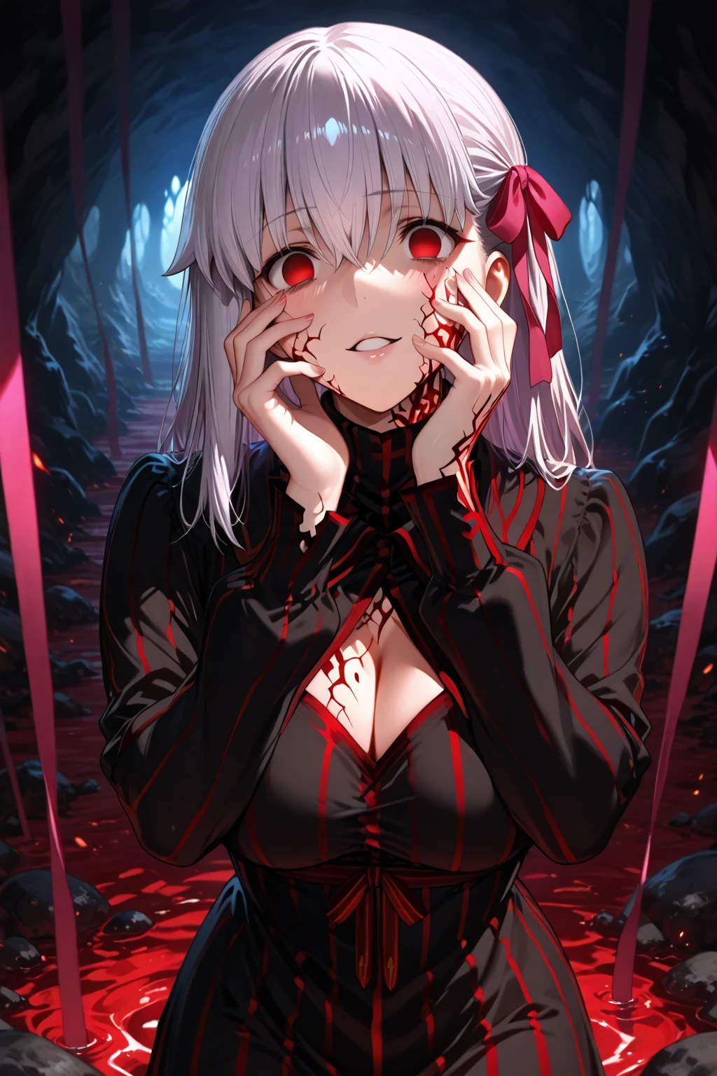 zombie, very horror, so scary, she has gone crazy, much blood