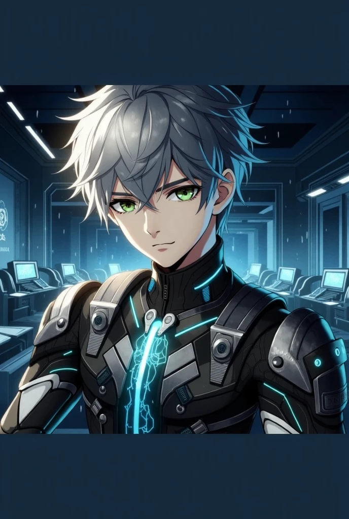 Femboy, cyberpunk style, blue hair, blue eyes, 1boy, elf ears, without , six pack abs, cute face