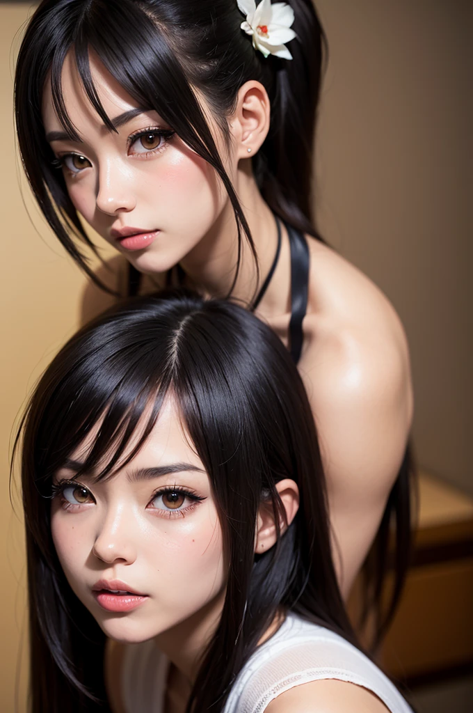 NSFW:1.4、Masterpiece、最high quality、high quality、High definition、High resolution、High detail、Lens flare、Ray Tracing、high qualityなテクスチャー、high qualityな影、Beautiful details、Detailed explanation、Detailed texture、Realistic facial expression、Realistic and colorful、Delicate、Cinematic Light、Side light、Sharp Focus、(1 Female:1.3)、(Intricate details、Makeup、Pure Eros Face_v1:0.5)、(Details Beautiful delicate face、Detailed beautiful delicate eyes、Perfect Facial Proportions、Detailed skin、Charm)、Fancy Twin Tails、Beautiful bangs、（Two-tone gradient hair color）、slender、(Large upward-facing breasts)、(Detailed crotch、Underopen、V-Cut、High Leg、Thong)、Thighs、Dress shirt、Headphones、Removing the Sleeve、boots、Provocative attitude、Release your knees、Leg spread、Raise your arms、Low-angle composition、(Take a deep breath、Work on this image step by step)