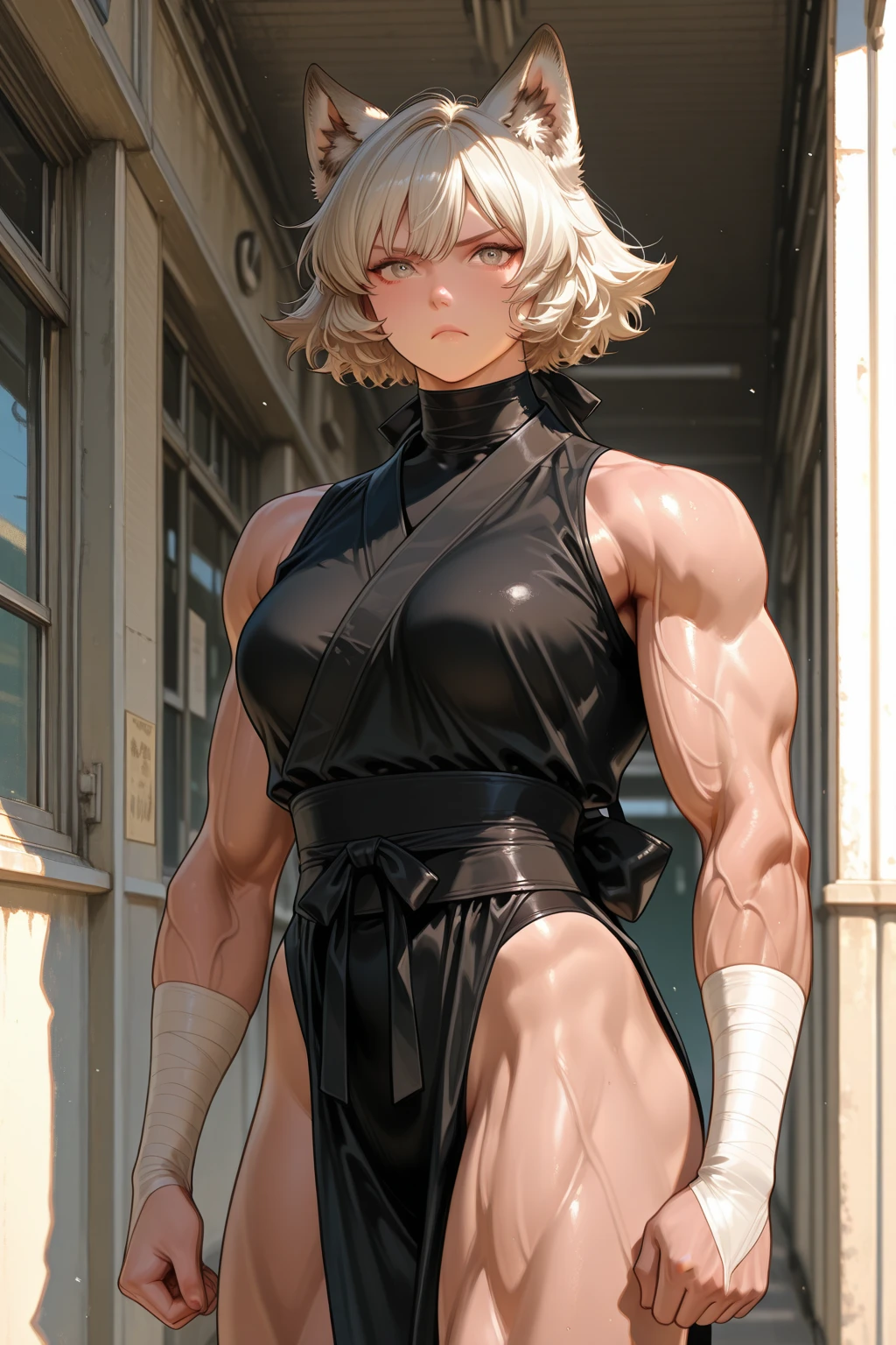 a ninja, cara bonita, serious face, cabelo branco, olhos vermelhos, corpo perfeito, corpo em forma, abdomen, seios grandes, muscular, cospe,cosplay kakashi feminino, sensual, roupa transparente,