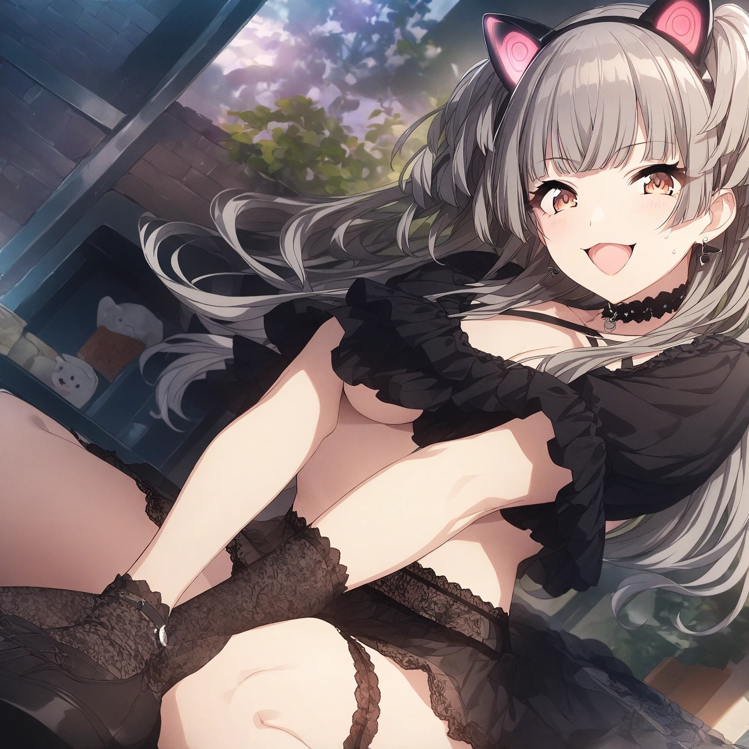 nsfw,1girl and 1boy,best quality,very aesthetic,,8K,Highest quality,masterpiece,Highest quality,anime girl with white hair and black ears and a black dress, ahegao, anime girl with cat ears, , ahegao face, girl with cat ears, cute anime catgirl, loli, Ecstatic expression, white haired deity, , lolish,Virtual Youtuber, cleavage, bottomless,(1man and 1woman, having sex:1.8),missionary position,pussy juice,penis,steam,lie on back,drool,bed room,ass pov,spread legs, legs up