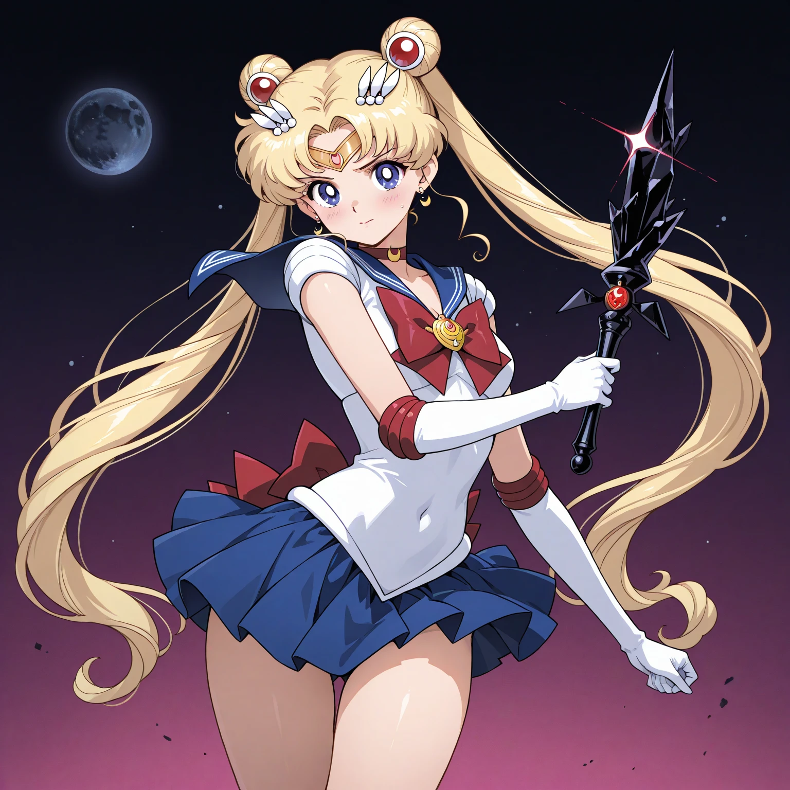 masterpiece, best quality, absurdres, perfect antomy, 1girl, solo, SMMoon, 1990s \(style\), blonde sailor moon, standing, smile, cowboy shot, sailor senshi uniform, sailor collar, blue skirt, elbow gloves, in back pose, show her booty, backwards, no thong, big booty, ultra mini skirt, (detailed:1.3), ultra high res, ultra detailed, Highly detailed face and skin texture, detailed eyes, double eyelids, dynamic light, (HIGHLY DETAILED FACE) in back pose, show her booty, backwards, (both hands on her butt), lifting her little skirt, sailor moon,tsukino usagi,EPsmSailorMoon,EPTakeuchiNaokoStyle,serena tsukino,moon_a