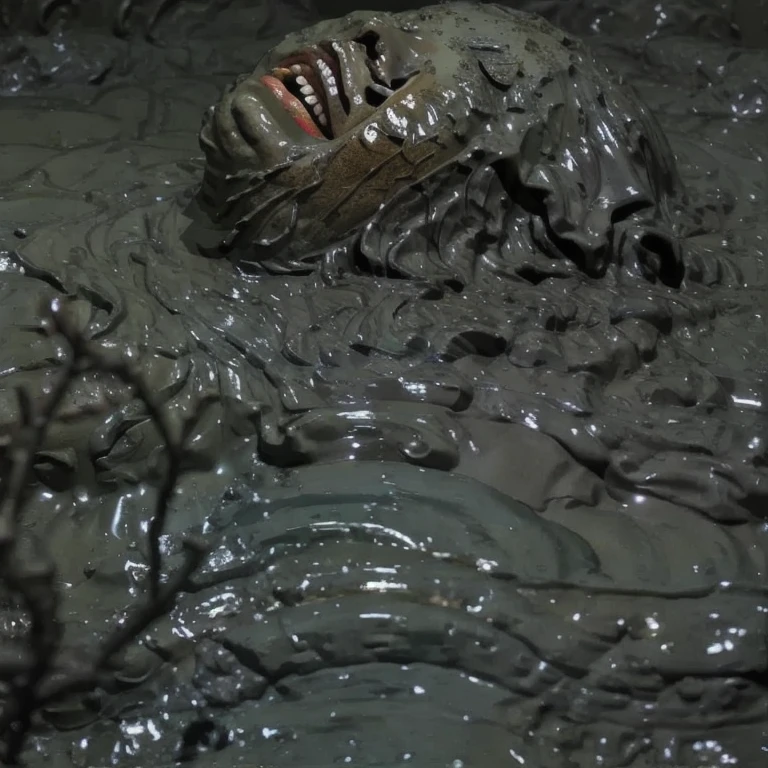 a photo of the statue of the personification of grief covered with candles and hot wax, covering the face with its hands, black tears dripping from the cheeks, the whole statue is covered in dense cobwebs and grease, higly detailed, black isolatet cave, tarnished, grunge, glowing cracks