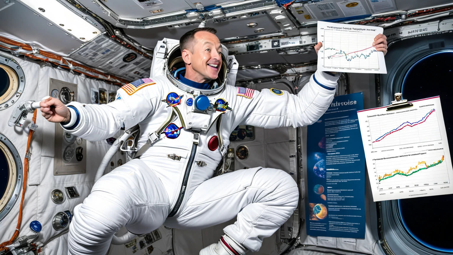 <lora:Chromosome>,down syndrome,adult,NASA scientist installing a light buld on a rocket ship,white lab coat,crazy_smile,