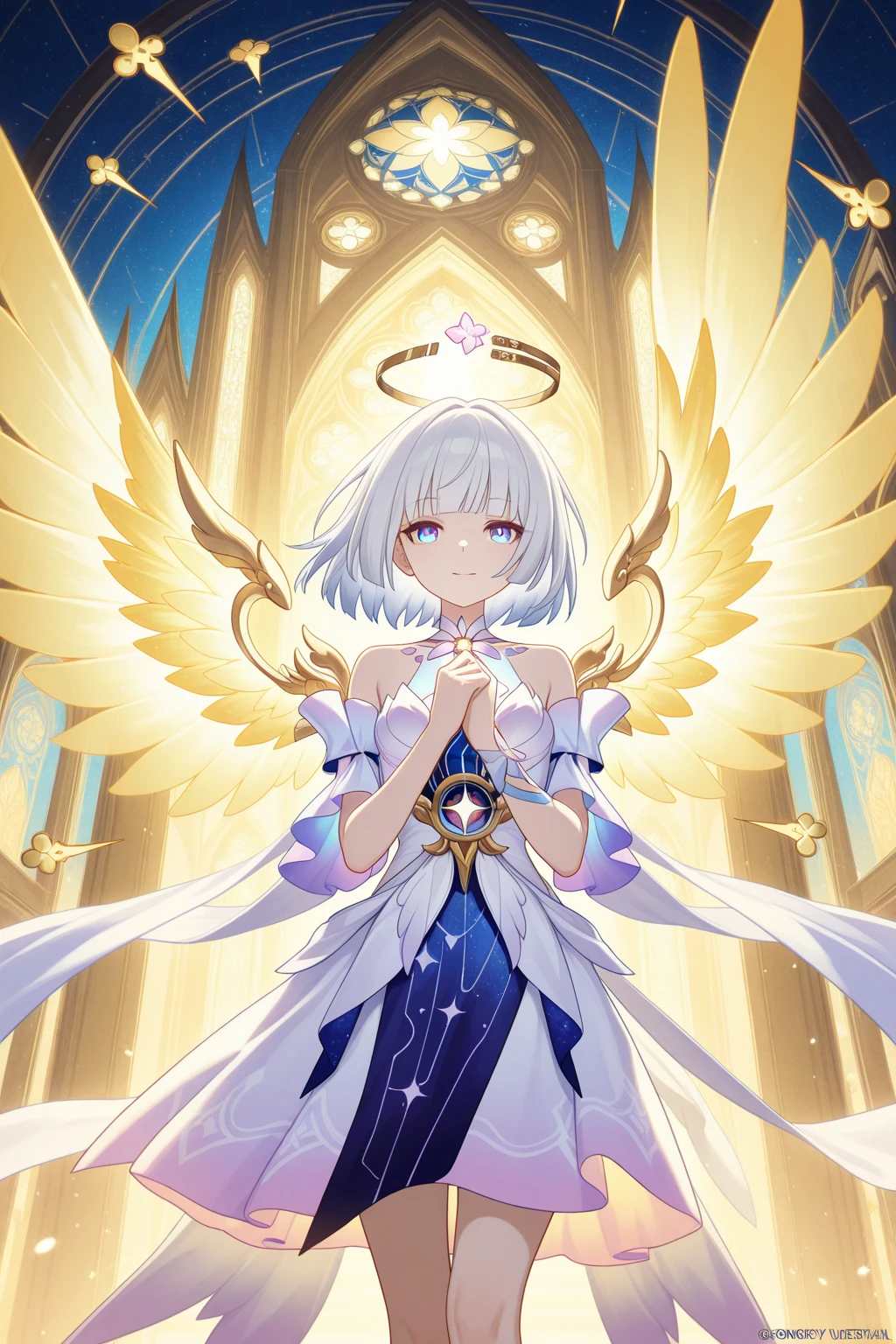 (((1girl))), ((best quality)), ((masterpiece)), ((ultra-detailed)), (illustration), (detailed light), (an extremely delicate and beautiful), (beautiful detailed eyes), (sunlight), ((extremely light)),  ((extremely clothes)), (((hyper detail))),(((((front lighting))))),(((((front light))))),

((((quite adorable purple magical dress with a skirt and robe and magical tiara)))),
, (((Mage))), (((angel))), ((((angel wings)))), ((((angel halo)))),

(((wavy long hair))), ((((platinum blonde hair)))), (((long hair))),
(((sky blue eyes))), 

((((whole body)))), aged 4 to 6, ((((())))), (((((quite adorable young girl))))),
(((condescending expression))), (mischievous smile with sexual satisfaction),  (((extra adorable))), (((extra slender shape))), 
(((extremely beautiful detailed face))),

((elegant magic gloves)), 
((elegant magic boots)), 
((((dynamically sitting on the magic circle)))), ((Dutch angle)), (((magical pale purple panties))), 

(((()))),
(((extremely thin thighagical white stockings)))