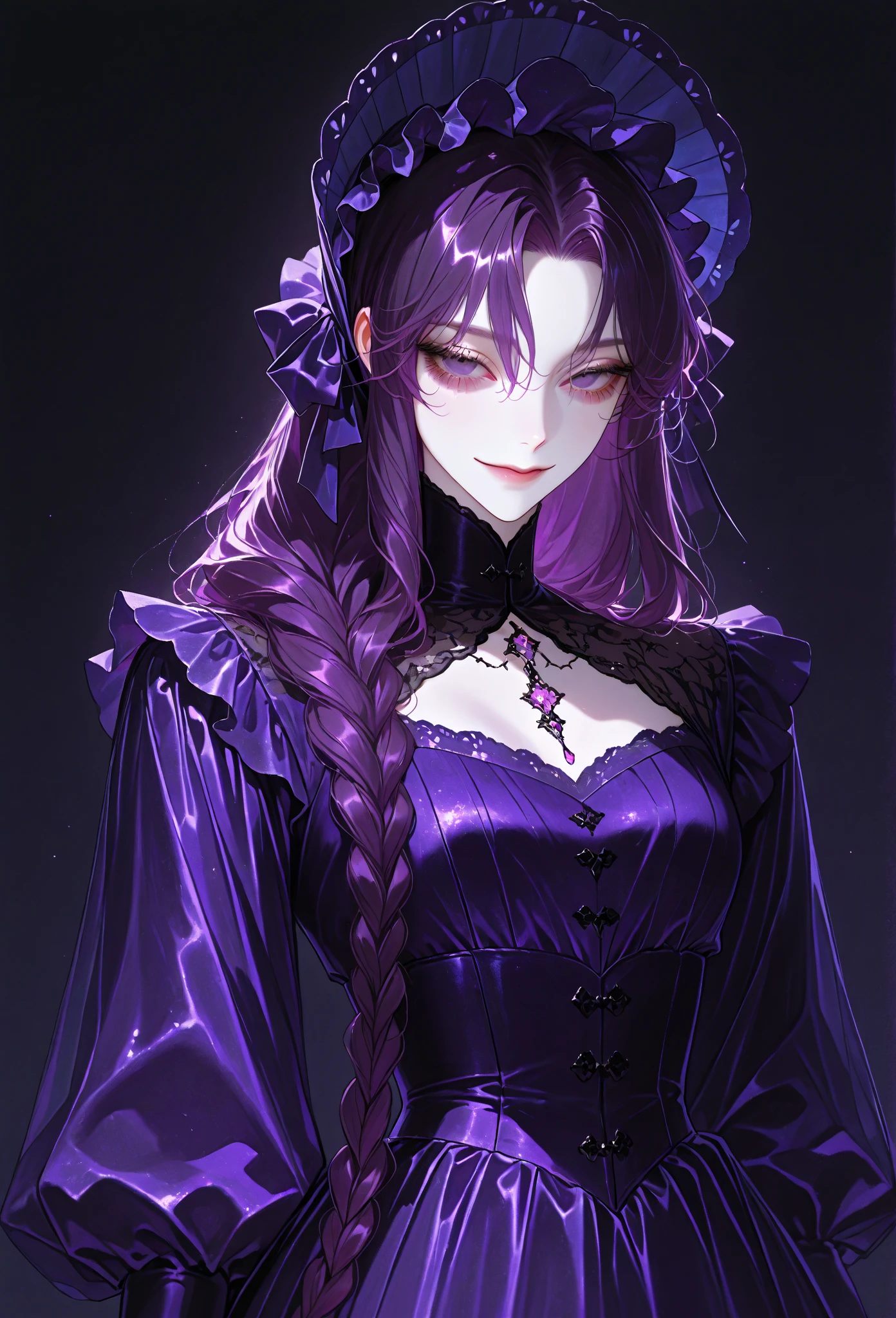 arafed woman with a flower crown on her head smiling, pale goth beauty, pale skin and dark eyes, pale ivory skin, ivory pale skin, pale skin curly blond hair, with pale skin, with curly black and silver hair, beautiful frankenstein, she looks like a mix of grimes, 1 7 - year - old goth girl, victorian vampire, goth girl aesthetic