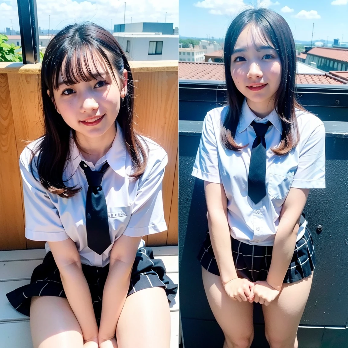 Japanese female, a lot of details, (underweight), 30 years old, detailed black hair, beautiful detailed hair, super fucking beautiful, delicate beautiful face, complex details beautiful and delicate eyes, perfect hands, (flat chest best quality:1.5), perfect and delicate limbs, detailed skin, best quality, ultra-detailed,(cheerful grin:1.5),
university, scratching head, sitting, looking at viewer, braids, drop shoulder tee, shorts, round frame glasses, in the classroom, with a chair, with a desk, half body photo, from front, (ground-level shot:1.2)