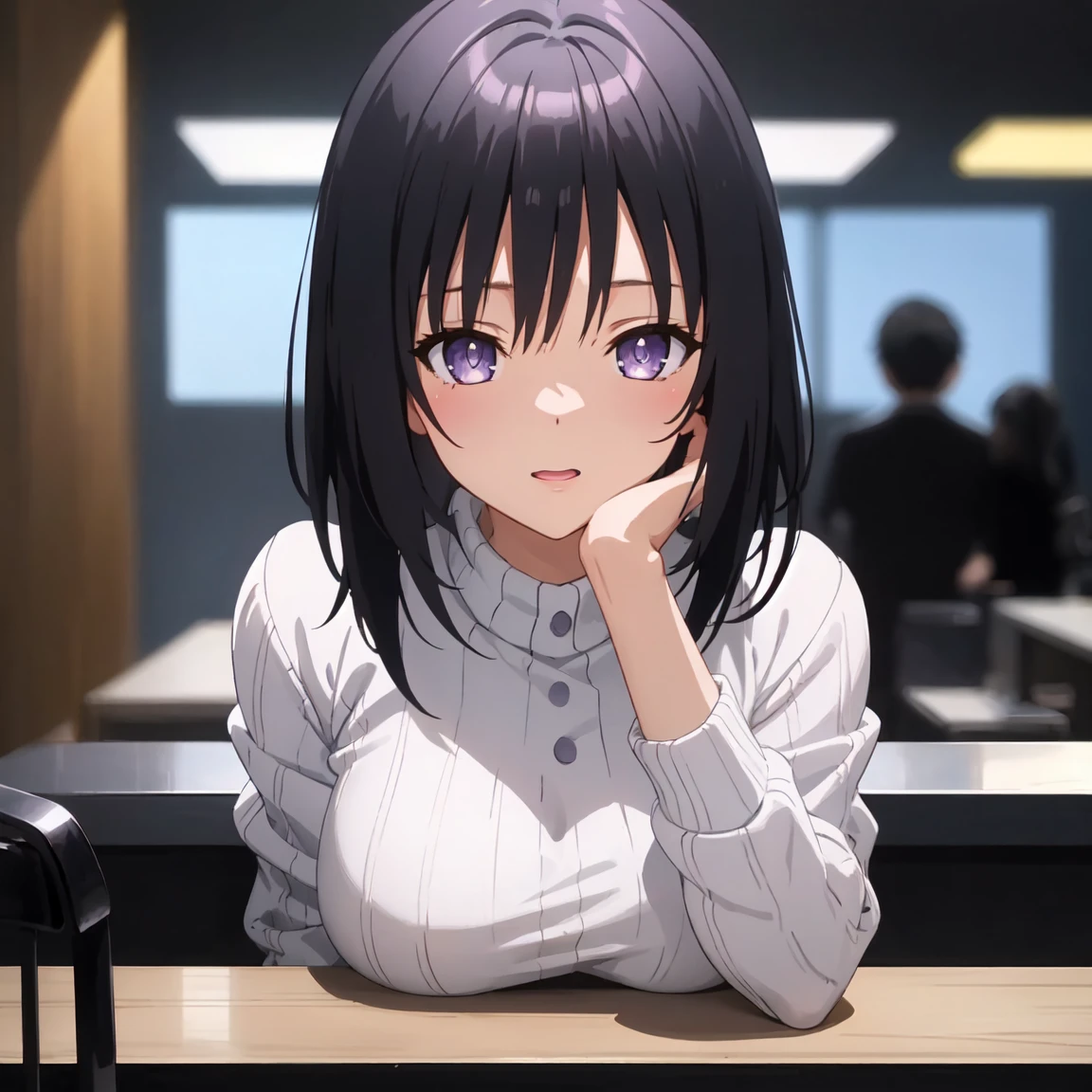 masterpiece, best quality, sketch, 1girl, solo, looking at viewer, upper body, depth of field, ligne claire, , <lora:hanabi_yasuraoka:0.70>, hanabi_yasuraoka, black hair, purple eyes, demon costume, roman city,