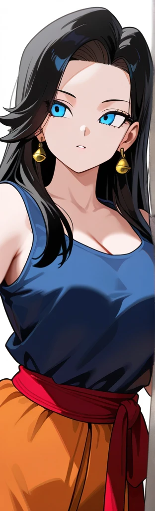 score_9, score_8_up, score_7_up, score_6_up, score_5_up, score_4_up, BREAK 1girl, ((muscular body:1)), intricate, white t-shirt, (eyeliner:1.2), looking at viewer, long hairstyle, black hair, jewelry, detailed background,huge breasts (masterpiece, high quality:1), upper body focus, on earbud